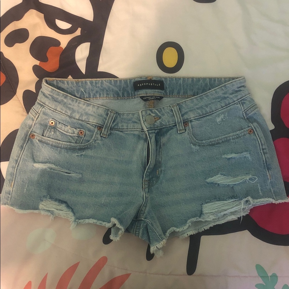 Aeropostale Light Wash Distressed Denim Shorts
